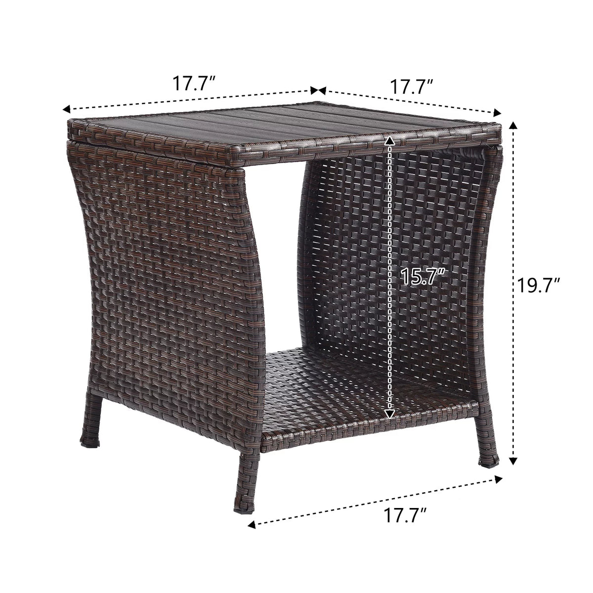 Brown Rattan Wicker Outdoor Side Table with Storage K334