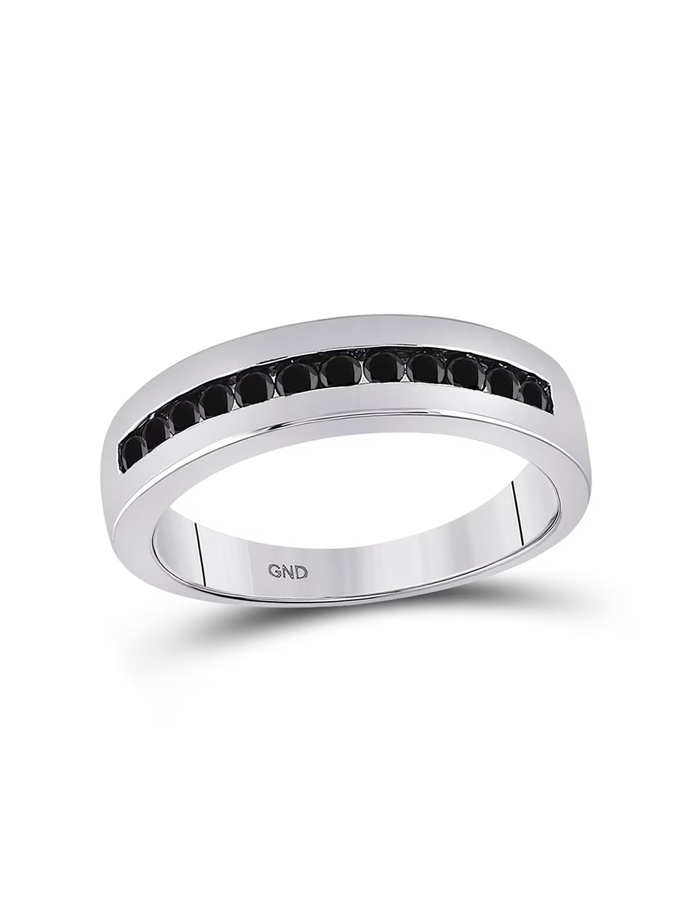 Solid 925 Sterling Silver Black Diamond Wedding Band Ring Size 12 R2249