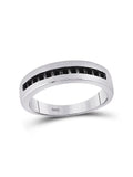 Solid 925 Sterling Silver Black Diamond Wedding Band Ring Size 12 R2249