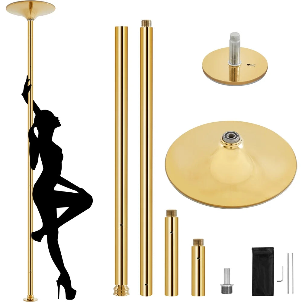Gold Height Adjustable Spinning Static Dance Pole D947