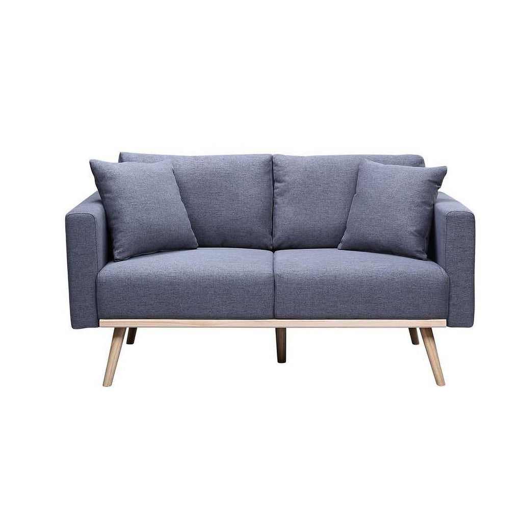 Dark Gray Linen Fabric Sofa Loveseat Set with USB Ports Y60300