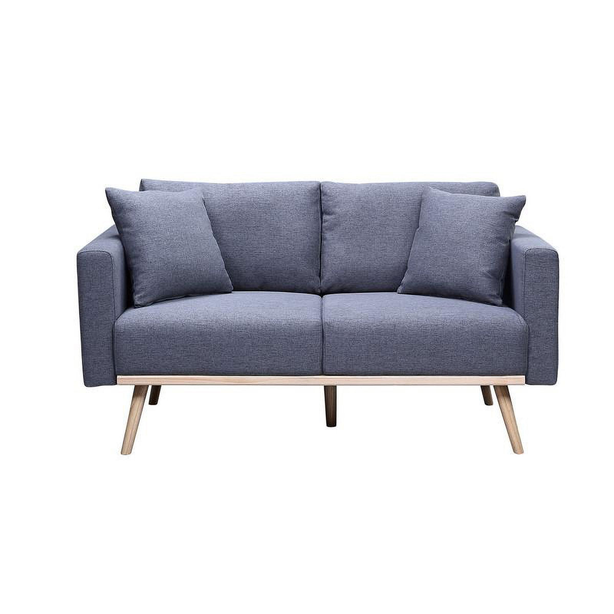 Dark Gray Linen Fabric Sofa Loveseat Set with USB Ports Y60300