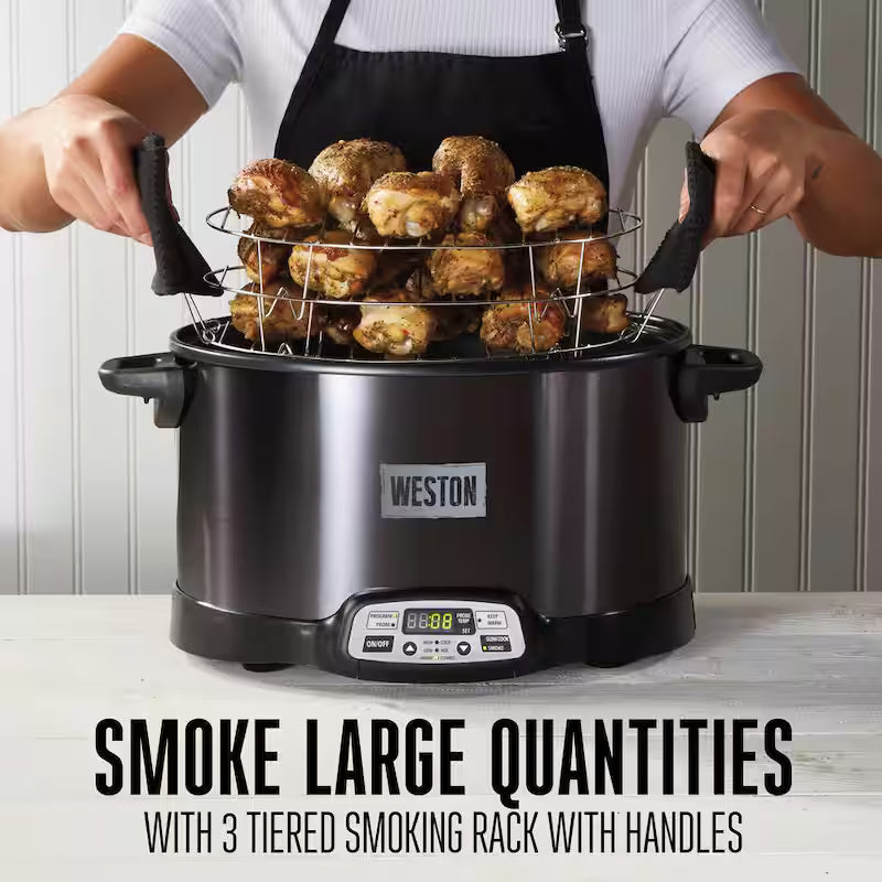 Black 6 qt. Programmable Slow Cooker with Smoker E371131