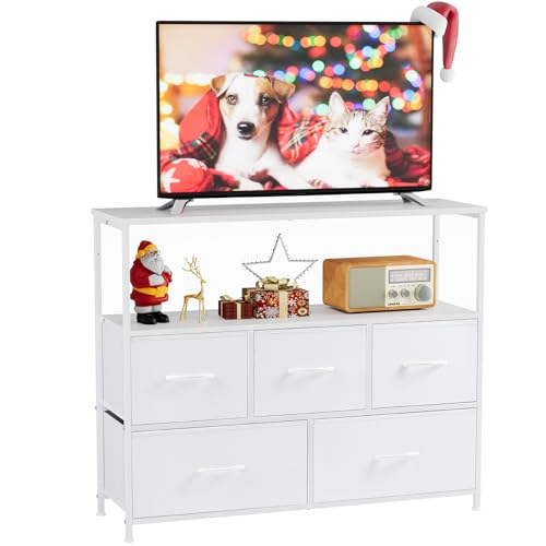 5 Fabric Drawer Dresser TV Stand with Open Shelf G64350