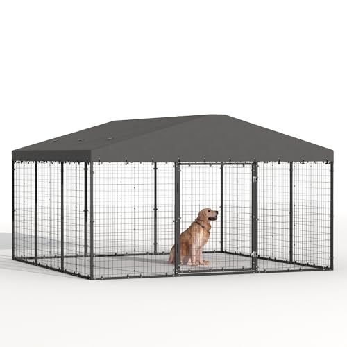Large Outdoor Dog Cage with Weatherproof Cover K316025