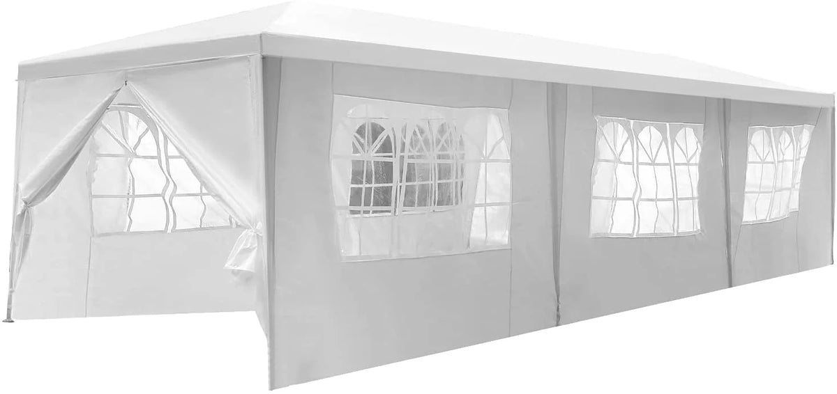 10'x30' White Outdoor Canopy Tent with 8 Side Walls Q860