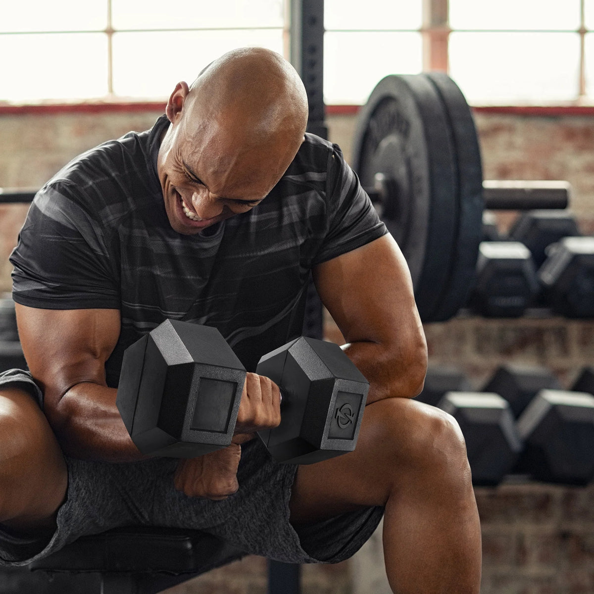 45 lbs Rubber Coated Hex Dumbbell T93135