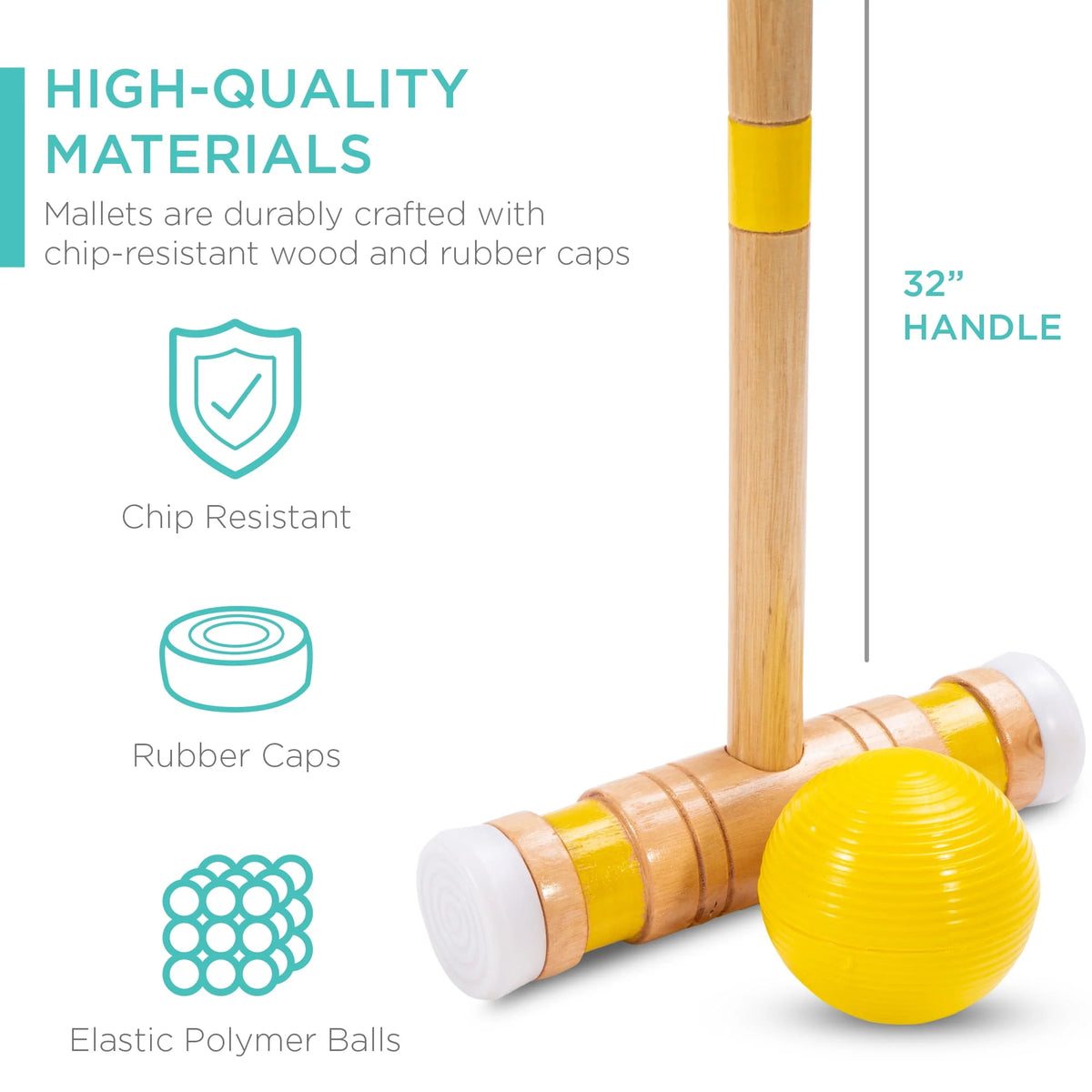 6-Player 32in Wood Croquet Set with Carrying Bag M7530