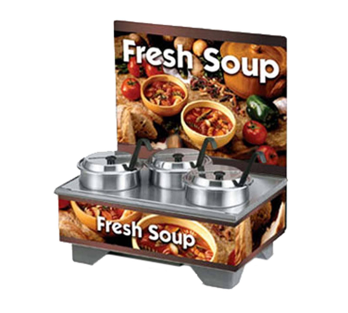 Cayenne Full-Size Soup Merchandiser with Menu Board, 4-qt Pack A579
