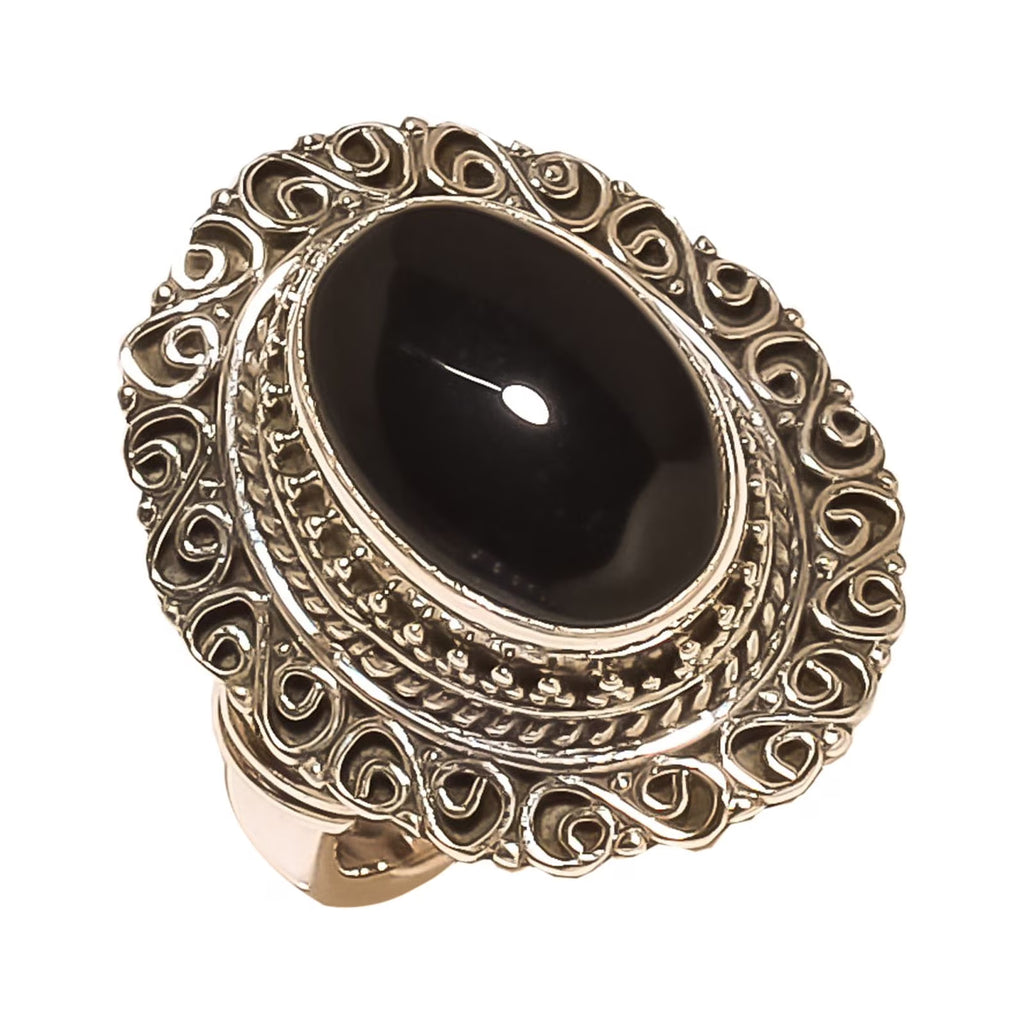 Black Onyx Solid 925 Sterling Silver Ring O18079