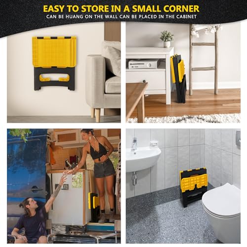 Folding 2-Step Stool, Non-Slip Portable Footstool, Black V884