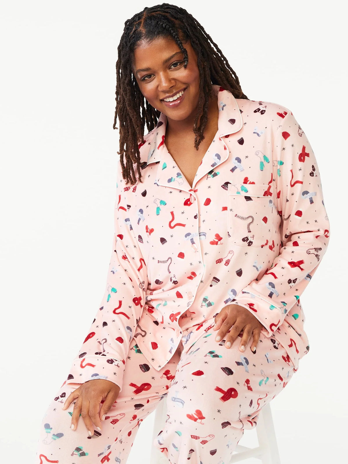 Velour Knit 2-Piece Pajama Set M8457