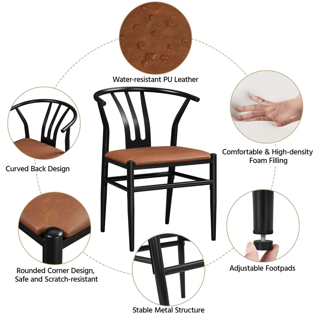 Set of 2 Brown PU Leather Dining Chair V22476