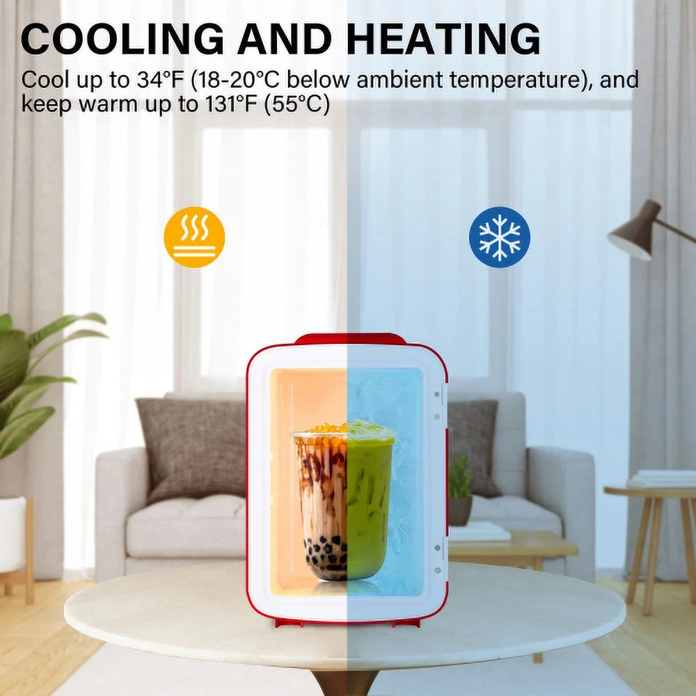 Portable Mini Fridge Cooler and Warmer 4L Red Q215527
