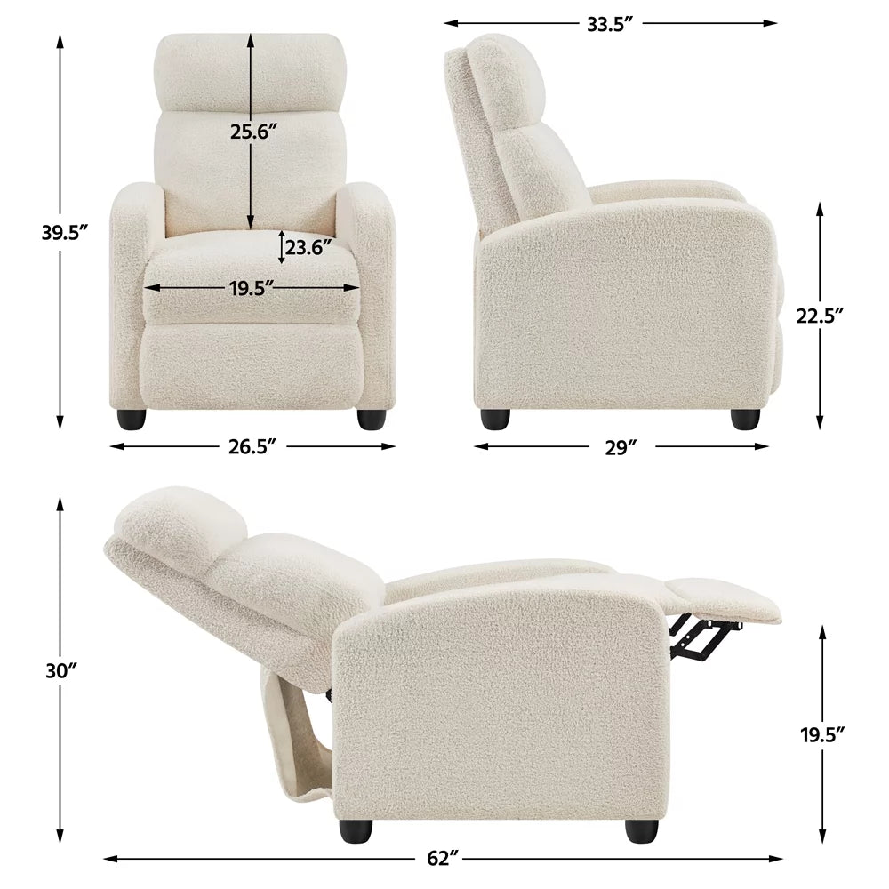 Adjustable Upholstered Boucle Recliner Chair Q1592