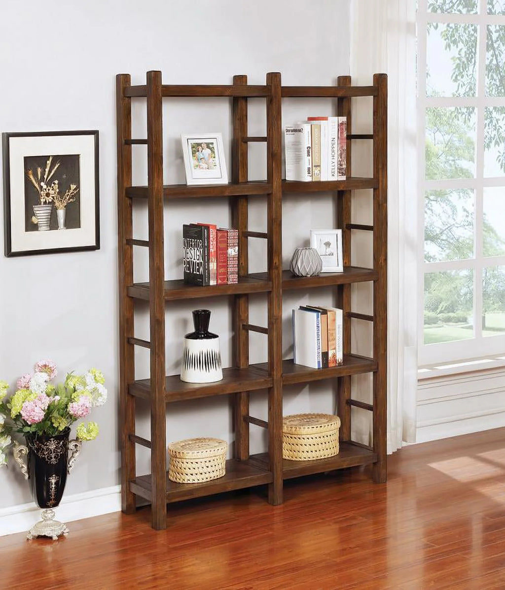 4-tier Double Bookcase Country Brown M26368