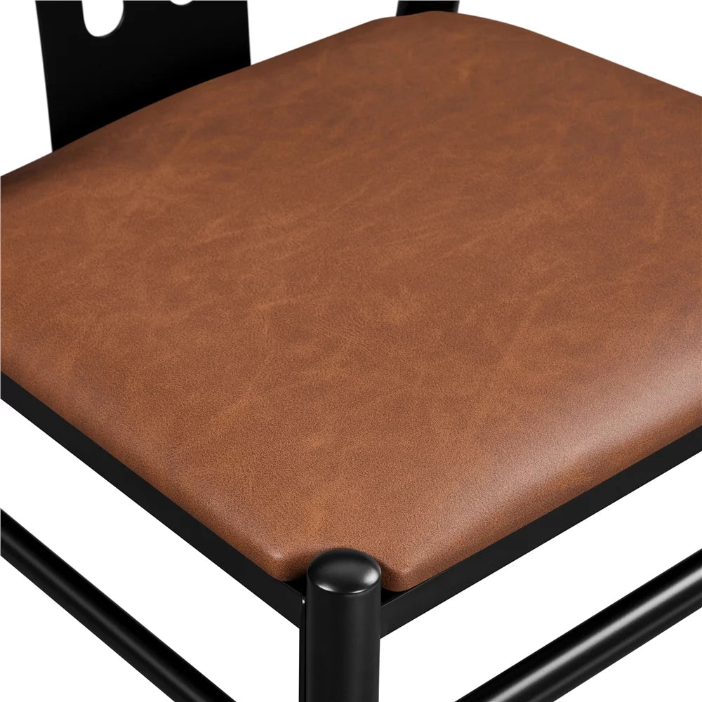 Set of 2 Brown PU Leather Dining Chair V22476