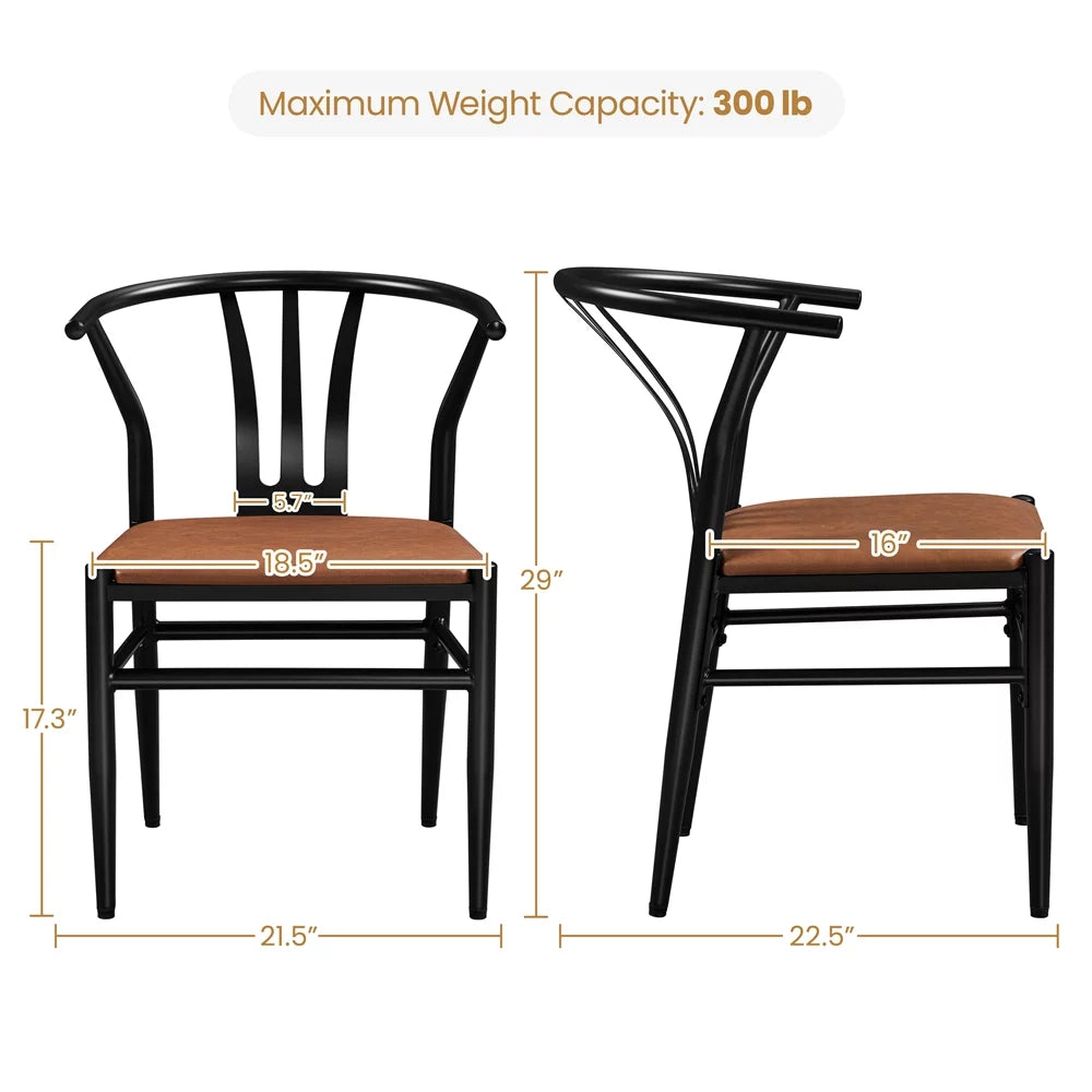 Set of 2 Brown PU Leather Dining Chair V22476