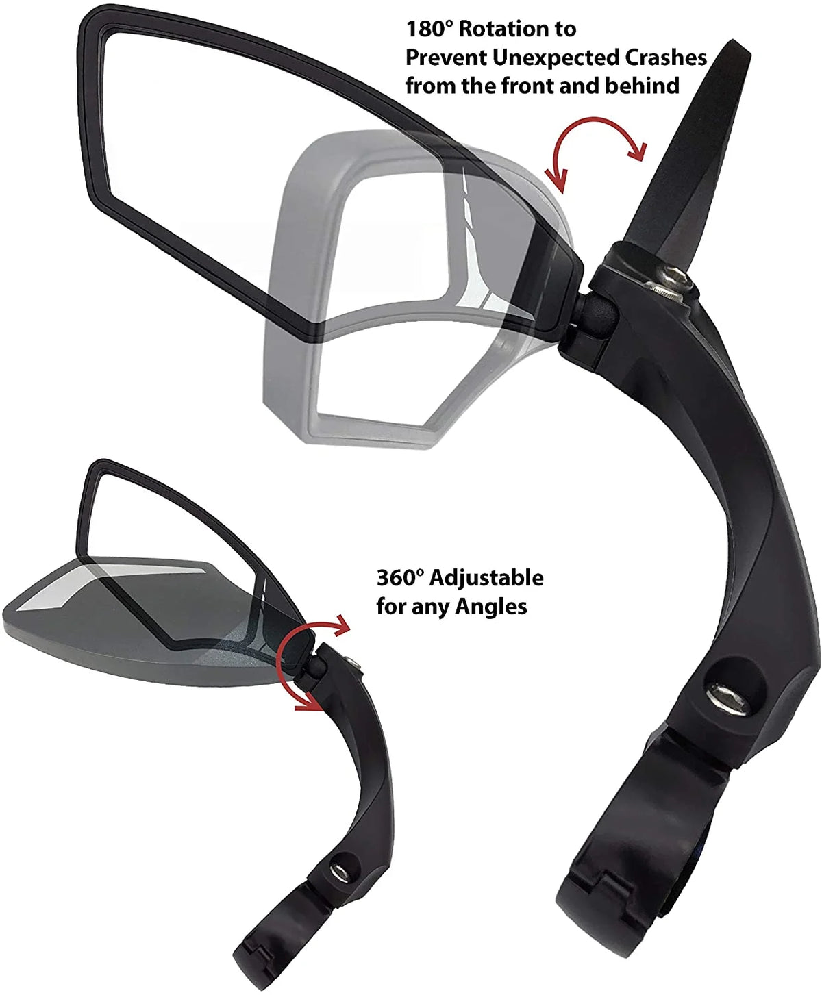 Handlebar Bike Mirror, HD, Blast-resistant, Glass Lens, Silver Left B37005