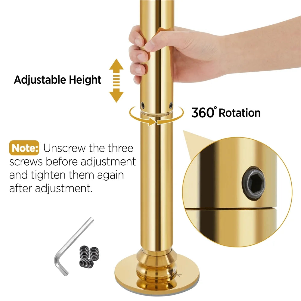 Gold Height Adjustable Spinning Static Dance Pole D947