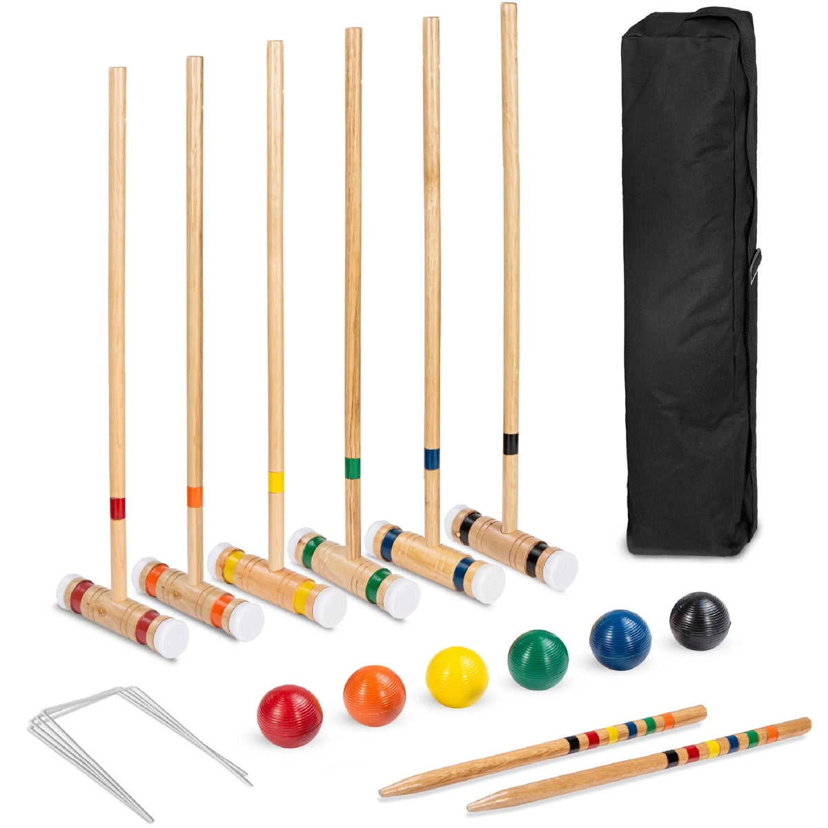 6-Player 32in Wood Croquet Set with Carrying Bag M7530
