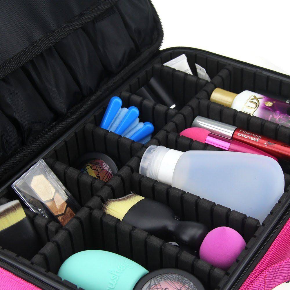3 Layer Makeup Train Case Cosmetic Organizer Storage Brush Box P658360